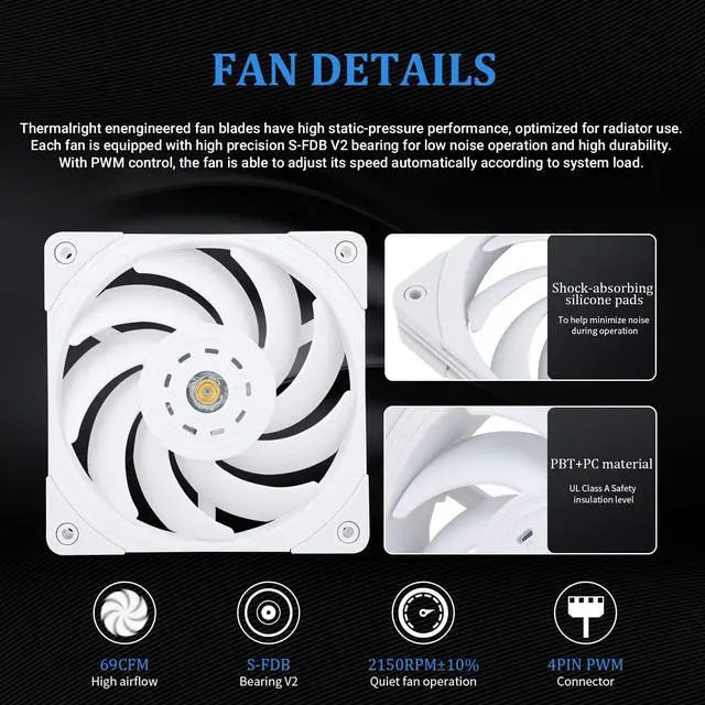 Alt view image 5 of 6 - Thermalright Frozen Magic 360 Scenic V2 Water Cooling CPU Cooler, 360 White Cooling Row Specification, 3×120mm PWM Fan, S-FDB V2.0 Bearing, Suitable for AMD/AM4, Intel LGA1700/1150/1151/1200/2066