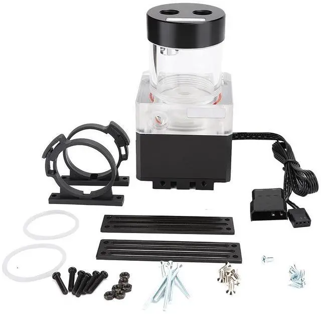 Alt view image 5 of 7 - Computer WaterCooled Silent Pump with 800L/H Rate and 4 Meters Head for Efficient Heat Dissipation, for PC Water Cooling Enthusiasts, Aluminum Anode + PMMA + POM, Black/Silver (Black)