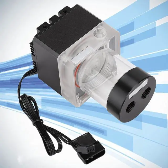 Alt view image 4 of 7 - Computer WaterCooled Silent Pump with 800L/H Rate and 4 Meters Head for Efficient Heat Dissipation, for PC Water Cooling Enthusiasts, Aluminum Anode + PMMA + POM, Black/Silver (Black)