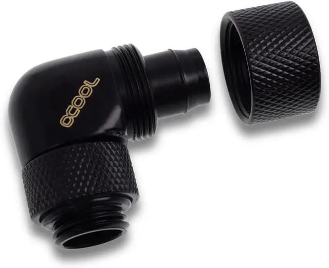 Alt view image 4 of 4 - Alphacool Eiszapfen 13/10mm Compression Fitting, 90 Degree Rotary, Deep Black, 4-Pack