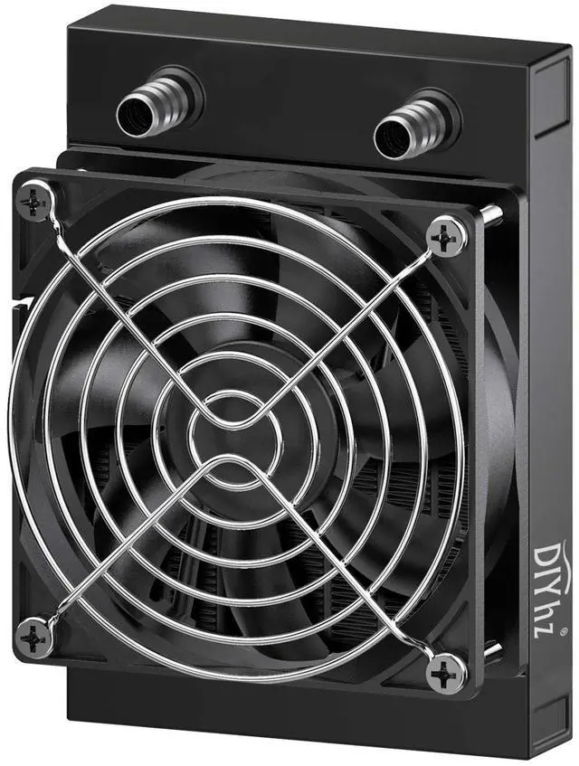 Main image of DIYhz Water Cooling Computer Radiator, 8 Pipe Aluminum Heat Exchanger Liquid Cooling Radiator Heat Sink 80mm with Fan for CPU PC Laser Water Cool System DC12V Black