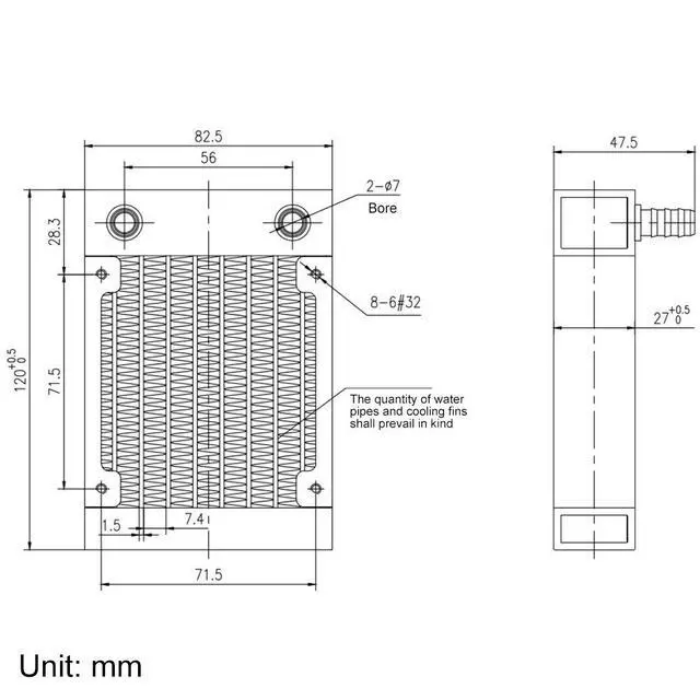 Alt view image 3 of 5 - Clyxgs Water Cooling Radiator, 8 Pipe Aluminum Heat Exchanger Radiator with Fan for PC CPU Computer Water Cool System DC12V 80mm Black