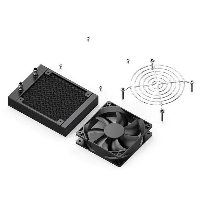 Alt view image 5 of 5 - Clyxgs Water Cooling Radiator, 8 Pipe Aluminum Heat Exchanger Radiator with Fan for PC CPU Computer Water Cool System DC12V 80mm Black