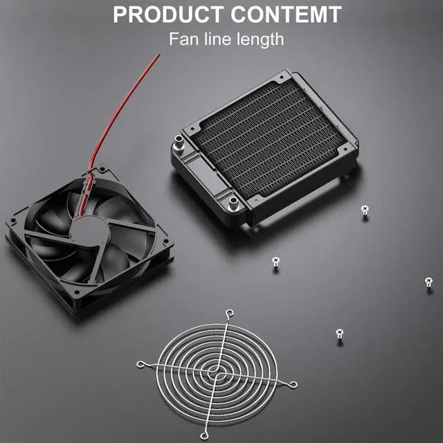 Alt view image 7 of 7 - Clyxgs Water Cooling Radiator, 8 Pipe Aluminum Heat Exchanger Radiator with Fan for PC CPU Computer Water Cool System DC12V 80mm Black