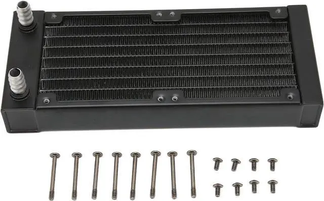 Main image of Aluminum Water Cooling Radiator 8 Pipes 9.5mm Faucet Dual Fans Heat Exchanger Screws Computer Printer