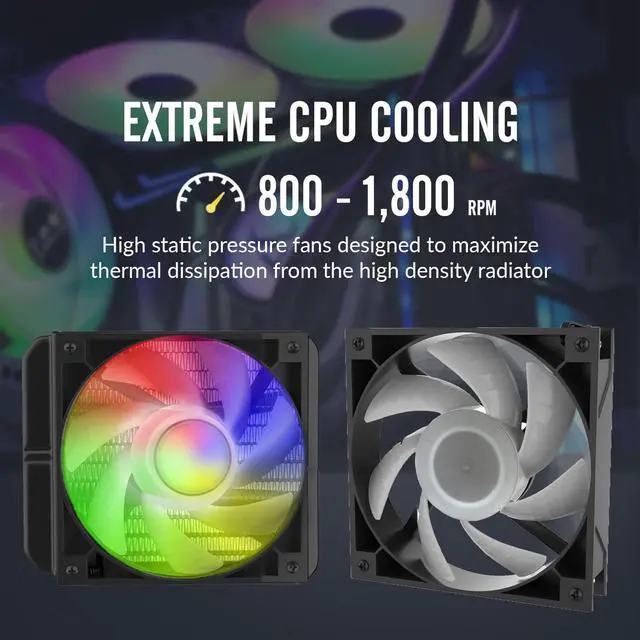 Alt view image 7 of 7 - AIO CPU Cooler, Color Change Remote, 120mm Radiator, ARGB PWM Fans Quiet Less Than 27DBA, Compatible with  AM5/AM4- LGA 1700/1200/115X, Leakproof Technology, High Flow Pump, Black