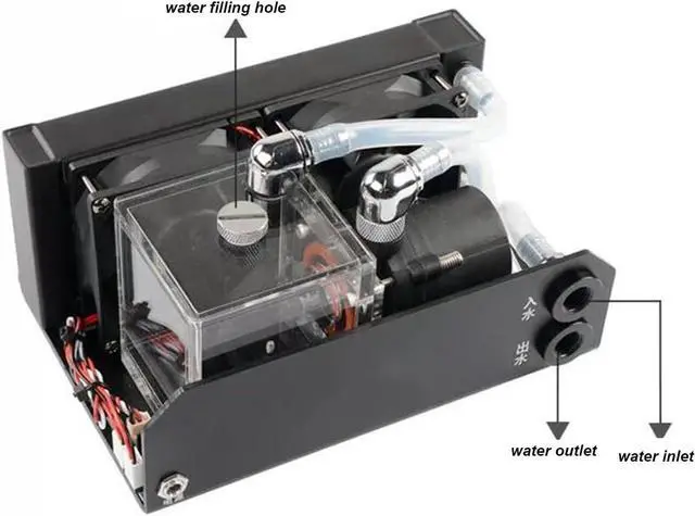 Alt view image 4 of 7 - 300ML Water Tankm Cooler Water Cooling Radiator PC CPU Water Block, 600L / H CPU Water Cooling Pump G1/4, 80mm 4000RPM Fan Water Cooling Pump for PC CPU Liquid Cooling System