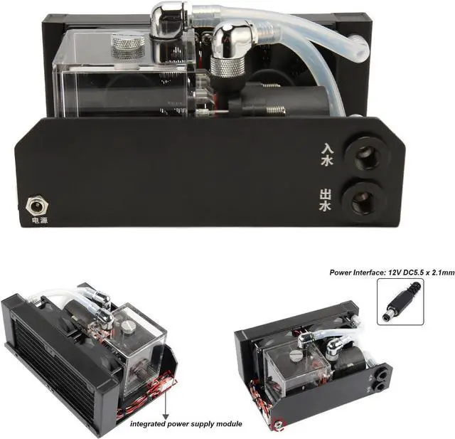 Alt view image 5 of 7 - 300ML Water Tankm Cooler Water Cooling Radiator PC CPU Water Block, 600L / H CPU Water Cooling Pump G1/4, 80mm 4000RPM Fan Water Cooling Pump for PC CPU Liquid Cooling System