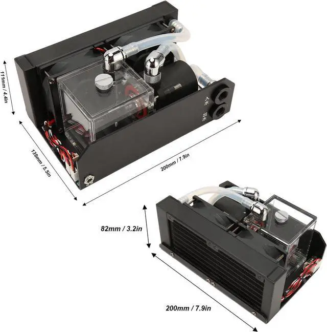 Alt view image 6 of 7 - 300ML Water Tankm Cooler Water Cooling Radiator PC CPU Water Block, 600L / H CPU Water Cooling Pump G1/4, 80mm 4000RPM Fan Water Cooling Pump for PC CPU Liquid Cooling System