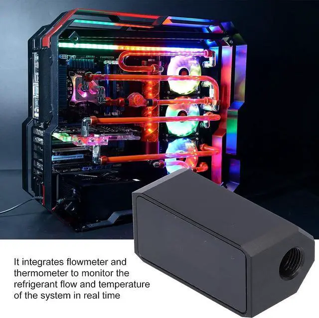 Alt view image 5 of 7 - Water Cooling Pump Pc Coolant 9×8×5 Water Cooling System Alarm Digital Display Flowmeter Thermometer Meter 3 in Pc Temperature Display Pc Coolant Pc Water Cooling