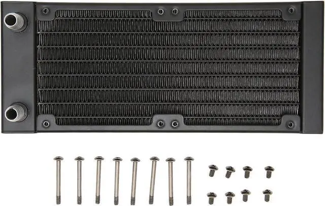 Alt view image 3 of 6 - Aluminum Water Cooling Radiator 8 Pipes 9.5mm Faucet Dual Fans Heat Exchanger Screws Computer Printer