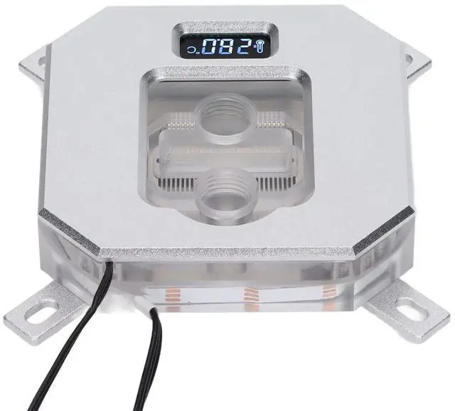 Alt view image 6 of 7 - Sturdy Acrylic Brass Copper CPU Water Cooling Head RGB Lighting Heat Dissipation 115X/2011/2066 (Silver)