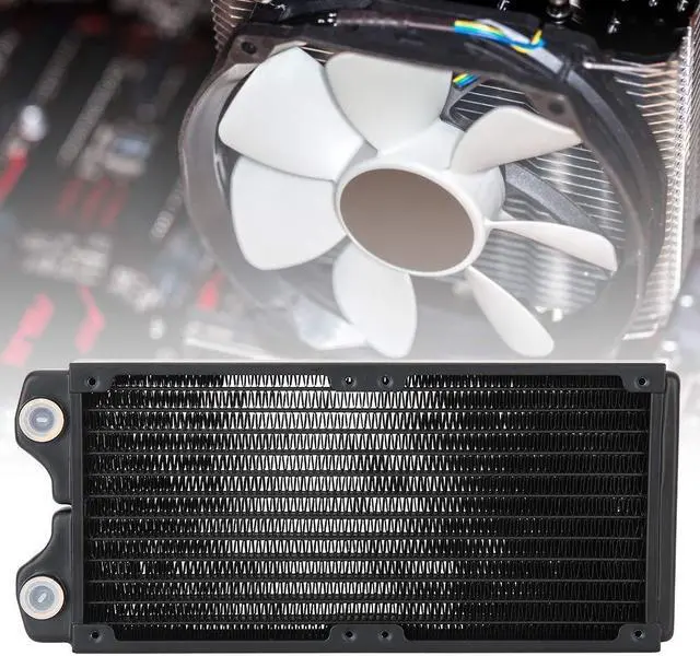 Alt view image 7 of 7 - Threaded 12Pipe Copper Water Cooling Radiator for PC and Beauty Equipment G14 Port, Powder Coated, Low Noise Heat Exchanger for 120mm 240mm 360mm Systems (240mm)