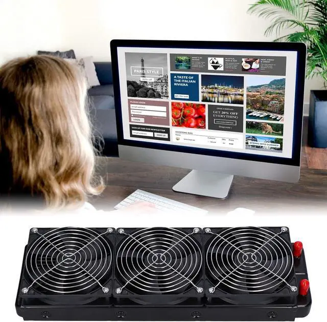 Alt view image 7 of 7 - 360mm Water Cooling Radiator 18 Pipe Aluminum Heat Exchanger Radiator, Computer CPU Cooler Cooling Fan for Industrial Variable Frequency Drive