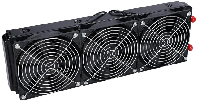 Alt view image 6 of 7 - 360mm Water Cooling Radiator with 18 Tubes and Three 120mm Fans for Efficient CPU Cooling and Heat Dissipation