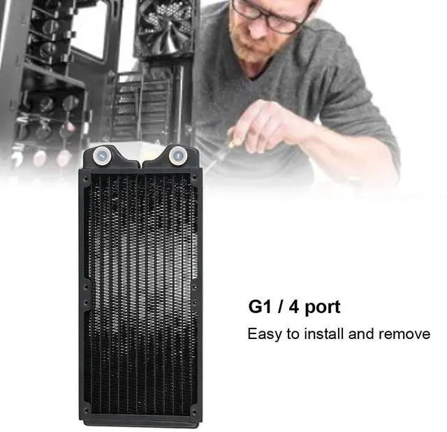 Alt view image 6 of 7 - Threaded 12Pipe Copper Water Cooling Radiator for PC and Beauty Equipment G14 Port, Powder Coated, Low Noise Heat Exchanger for 120mm 240mm 360mm Systems (240mm)