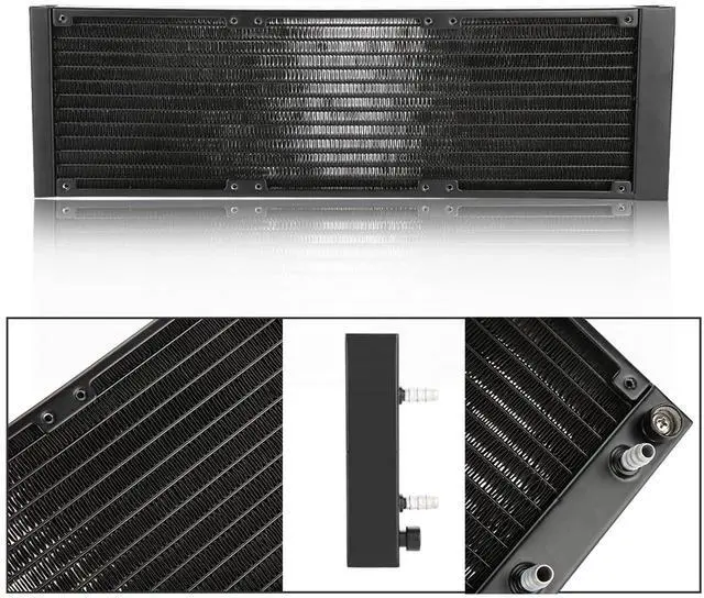 Alt view image 4 of 7 - 12 Tubes PC Heat Exchanger Water Cooler Tube, Computer Water Cooling System, Fast Heat Dissipation Chip Cooling with Red CER Fin and Brass Water Tank, for PC CPU Cooling (360mm)