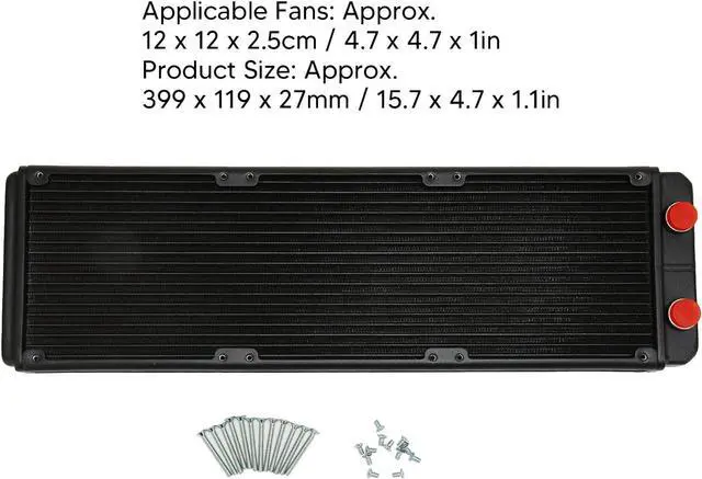 Alt view image 2 of 7 - EBTOOLS Water Cooling Radiator, G1/4 Threaded 18 Row Tube DIY Liquid CPU Cooling System, 27mm High Density Fins Copper Tube Radiator, for Computer CPU