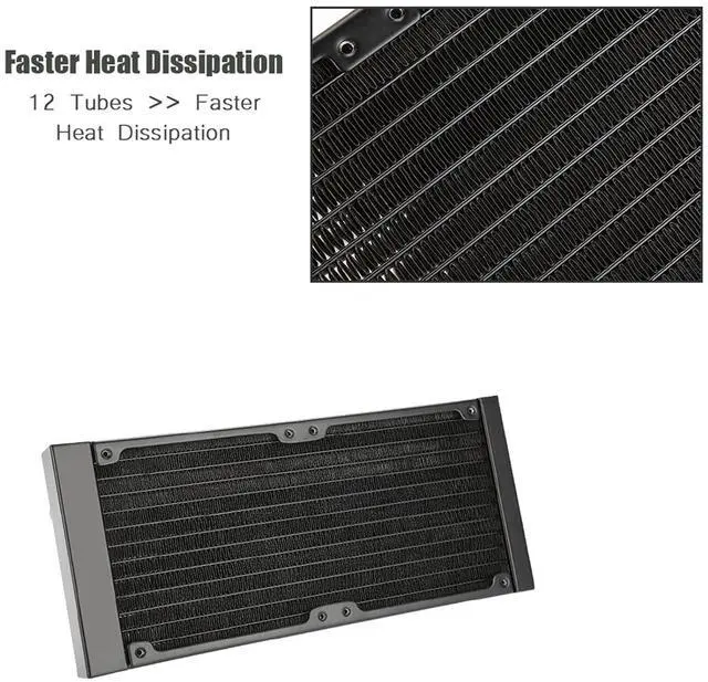Alt view image 7 of 7 - PC Heat Exchanger Fast Heat Dissipation 12 Tubes Durable Water Cooler Tube Computer Heat Exchanger (240mm)