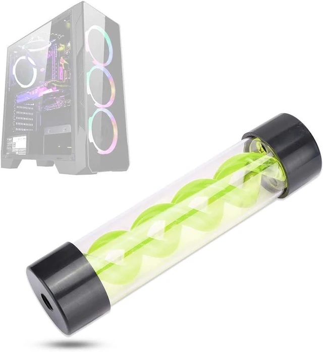 Alt view image 4 of 7 - T Evil T Virus Water Cooling Tank G1/4 Threaded Cylindrical Cooler Tank,Water Tank 200Mm with G1/4 Thread for Pc Desktop Computer Cooler Accessoryblue (Green)