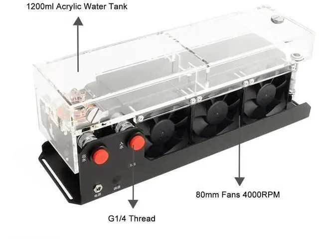 Alt view image 3 of 7 - FLEXMAN Water Cooling Pump, G1/4 Threaded Port 12V 5A 25W 1200ML Water Capacity, 4000RPM Fans Water Cooling Pump for Industry Computer