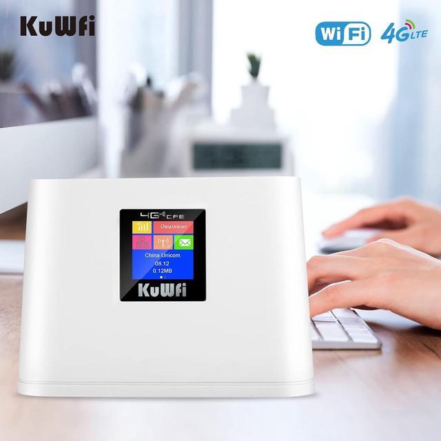 Alt view image 6 of 7 - KuWFi 4G LTE Router with SIM Card Slot, Mobile WiFi Hotspot with LCD Display RJ45 | Support T-Mobile and AT&T | 150Mbps Wireless Connect up to 10 Devices(Built-in Antenna, No External)