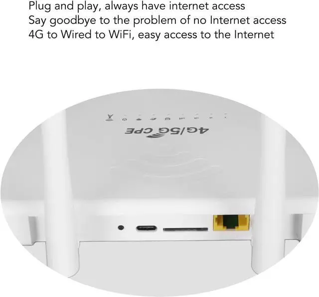 Alt view image 2 of 7 - 4G LTE Wireless Router with SIM Card Slot 300Mbps, Unlock Mobile WiFi Hotspot, 4 Antennas, for Asia 100240V (US Plug)