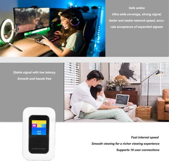 Alt view image 4 of 7 - 5G 4G Mobile Hotspot, 150Mbps Mobile Router with Screen Display, High Gain Antennas, Up to 10 Connect Devices for Travel Business