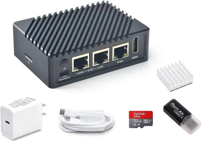 Main image of FriendlyElec Nanopi R5S Mini Router OpenWRT with Three Gbps Ethernet Ports 4GB RAM LPDDR4X Based in RK3568 Soc for IOT NAS Smart Home Gateway (with Metal Case) Support Debian Linux Ubuntu