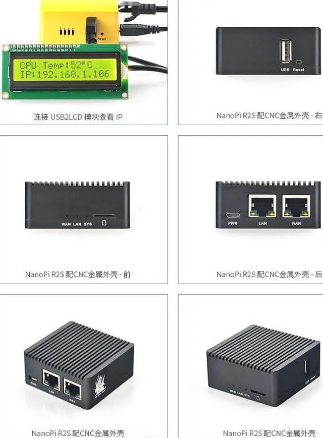 Alt view image 7 of 7 - FriendlyElec Nanopi R2S(Black) Mini Portable Travel Router OpenWRT with Dual-Gbps Ethernet Ports 1GB DDR4 Based in RK3328 Soc for IOT NAS Smart Home Gateway