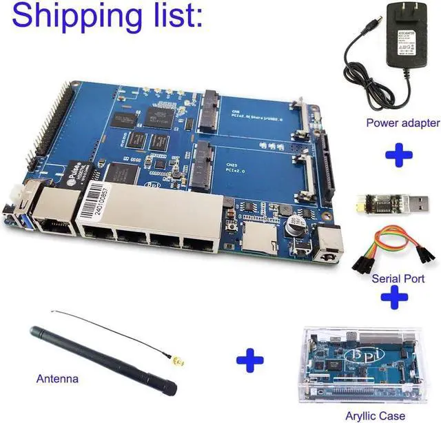 Alt view image 2 of 7 - Banana Pi BPI R64 Smart WiFi Router - High Speed Wireless Router,Dual Band, 5 Gigabit Port with 1GB DDR3 Based in MediaTek MTK MT7622 Soc OpenWRT for NAS VPN Server