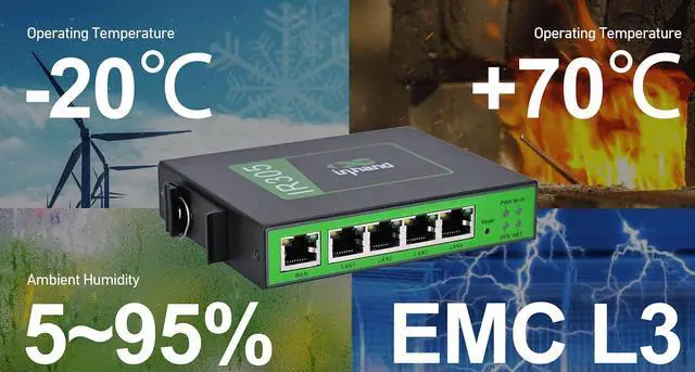 Alt view image 4 of 6 - InHand Networks IR305 Industrial Iot LTE 4G VPN Router, 5 Ethernet port,dual sim, Wan failover, serial port, Remote Connection,Link backup, Mu-mimo,VLAN, for AT&T, T-Mobile & Verizon(CAT4 & RS232/485)