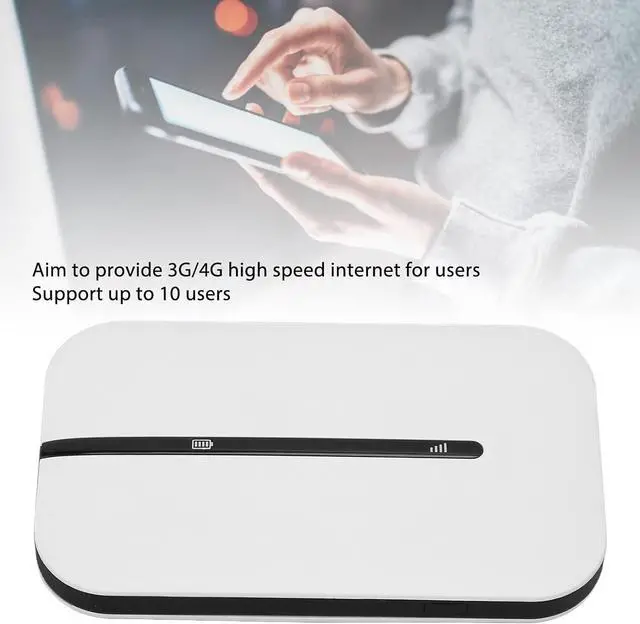 Alt view image 2 of 7 - 4G WiFi Router, Portable 2.4GHz Mobile Hotspot Device with SIM Card Slot, Connects Up to 10 Devices, Secure Wireless Network Anywhere