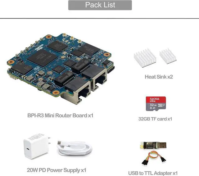 Alt view image 2 of 7 - Banana Pi BPI-R3 Mini Wi-Fi 6 OpenSource Router, OpenWRT Dual-Band Wireless Router Board, MediaTek MT7986 (Filogic 830) CPU, Support M.2 NVMe SSD 2X 2.5GbE SFP Ethernet for Gaming Gateway NAS Device