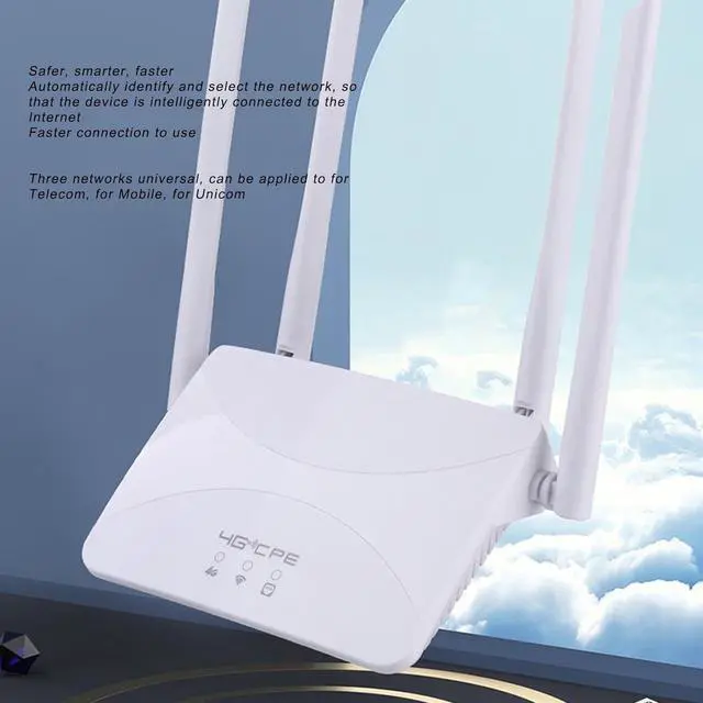 Alt view image 5 of 7 - 4G LTE Wireless Router, 300Mbps Mobile WiFi Router with 4pcs Antennas, Compatible with B1 3 5 40 Frequencies, Covers up to 200m, Connects 1020 Devices, for Home Office Use (US