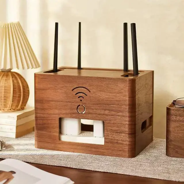 Alt view image 2 of 7 - JALYKA WiFi Router Storage Box, Cord Organizer Box, WiFi Organizer Box, Router Box Hider Decorative (Color : Brown, Size : 20 * 27 * 17CM)