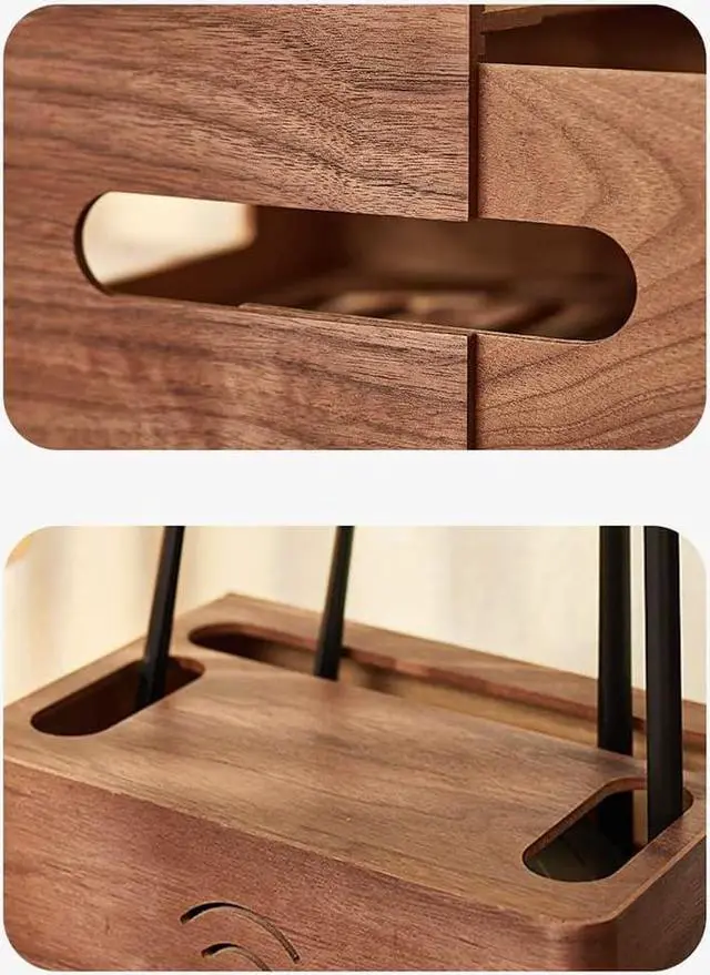 Alt view image 6 of 7 - JALYKA WiFi Router Storage Box, Cord Organizer Box, WiFi Organizer Box, Router Box Hider Decorative (Color : Brown, Size : 20 * 27 * 17CM)