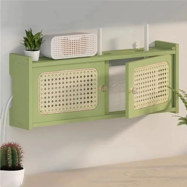 Alt view image 2 of 7 - Router Cable Storage Box, No Punch Wall Mount Hidden Box, Wireless Router Shelf, Power Strip and Cable Management Hider Rack Desktop Organizer Shelves