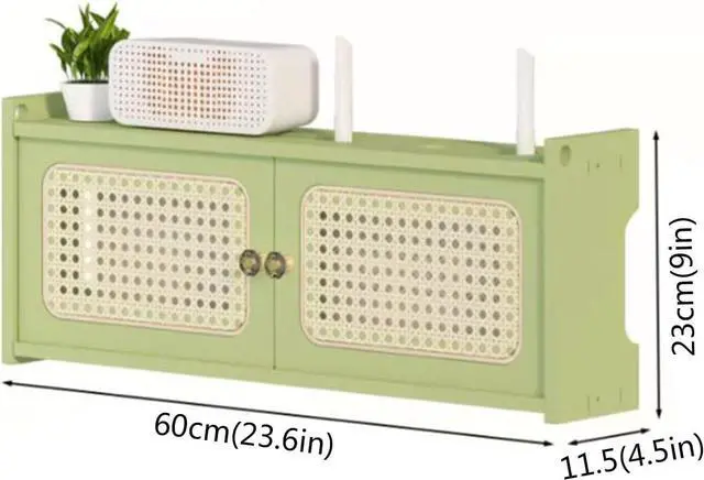 Alt view image 3 of 7 - Router Cable Storage Box, No Punch Wall Mount Hidden Box, Wireless Router Shelf, Power Strip and Cable Management Hider Rack Desktop Organizer Shelves