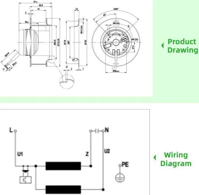 Alt view image 6 of 7 - HRSTAR for Ebmpapst R2E133-BH66-05 R2E133-BH66-26 230V 24W Diameter 133mm Centrifugal Purifying Fan