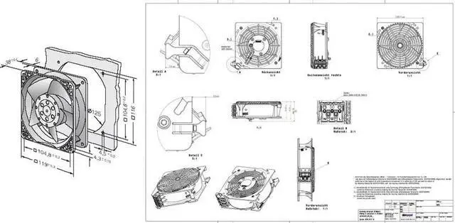 Alt view image 5 of 5 - for Ebmpapst Fan DV4600-492 120mm 115V AC 120 * 120 * 38mm 12038 18/19W 240/220mA Rittal Cabinet Cooling Axial Flow Fan