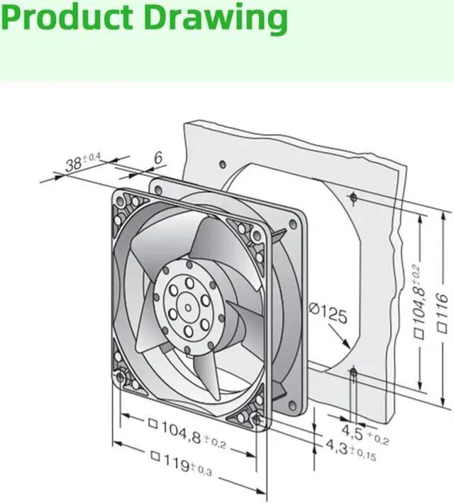 Alt view image 4 of 7 - Original New ebmpapst 4600N-466 Cooling Fan 120 X120X38mm All Metal High Temperature Resistance 115V 18W Axial Fans