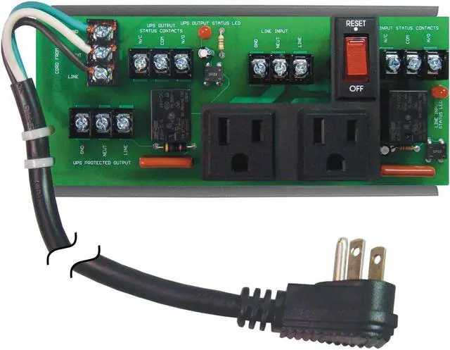 Main image of Functional Devices PSMN2C2RB10 UPS Power Control Center, 10 Amp Switch/Circuit Breaker, 120 Vac, 2 Outlets, Terminals, Status Contacts, 2.75" Track Mount