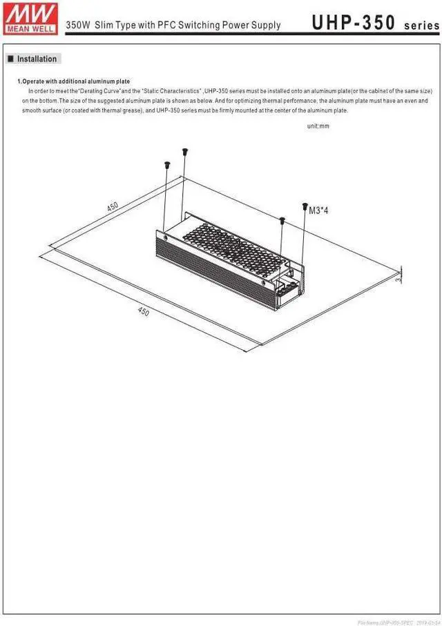 Alt view image 7 of 7 - MEAN WELL UHP-350-3.3 3V 60A 198W SlimType LED Power Supply