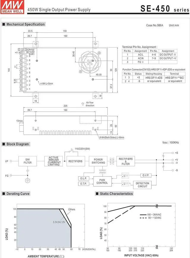 Alt view image 3 of 3 - Mean Well Original SE-450-15 Single Output Switching Power Supply 15V 30A 450W
