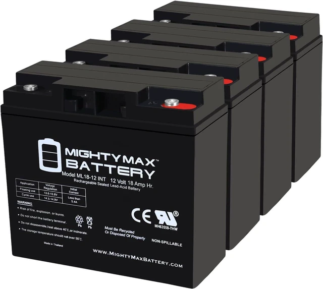 Main image of Mighty Max Battery 12V 18AH SLA INT Replacement Battery for E-Wheels EW-36 Mobility - 4 Pack