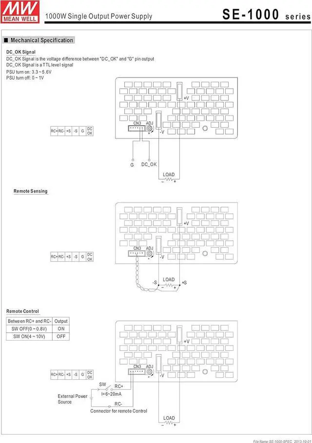 Alt view image 3 of 3 - Mean Well Original SE-1000-12 Single Output Power Supply 12V 83.3A 1000W