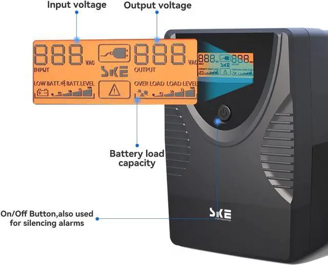 Alt view image 7 of 7 - SKE UPS 625VA+850VA Battery Backup Power Supply Surge Protector 360W+480W Set Intelligent UPS with LCD Uninterruptible Power Supply