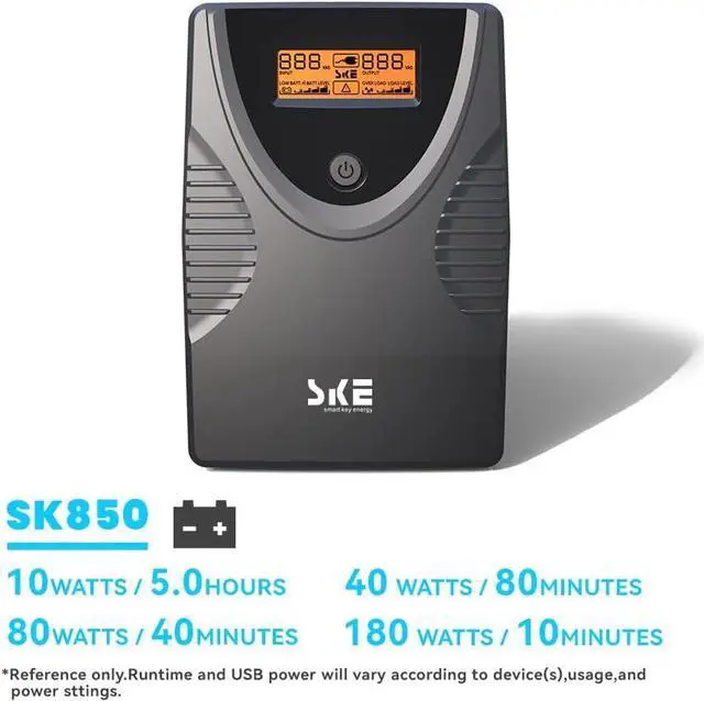 Alt view image 4 of 7 - SKE UPS 625VA+850VA Battery Backup Power Supply Surge Protector 360W+480W Set Intelligent UPS with LCD Uninterruptible Power Supply