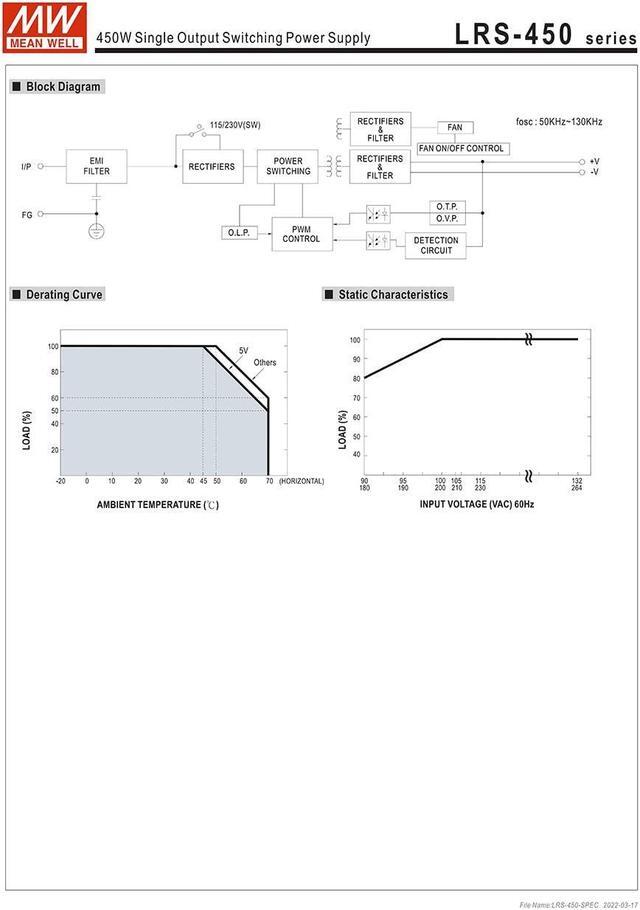 Alt view image 5 of 6 - Original Mean Well LRS-450-48 450W 48V Switching Power Supply 110V/220V AC to 48V DC 9.4A 450W dc Power Supply Transformer